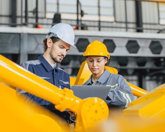 Reparto produttivo con macchinario in funzione e protezioni perimetrali