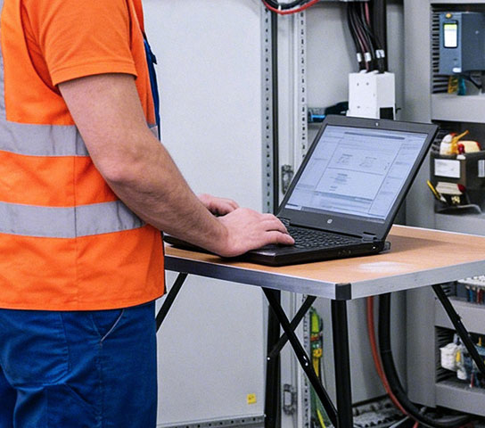 Operaio utilizza il software SECURE-SAFE