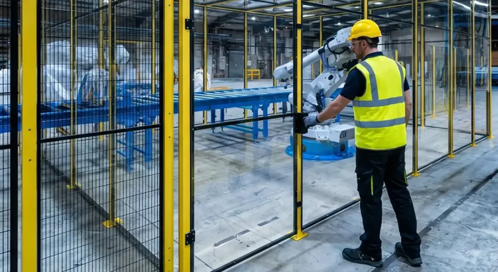 Operatore visibile in prossimità di una delle porte di accesso