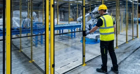 Operatore visibile in prossimit&agrave; di una delle porte di accesso